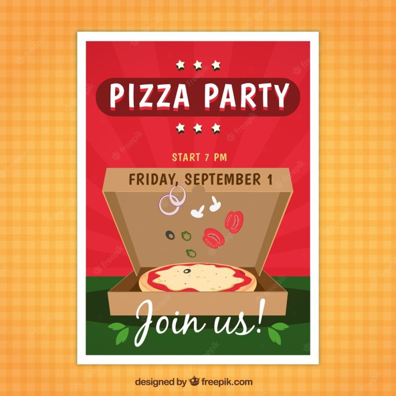 Pizza party flyer Free Vector