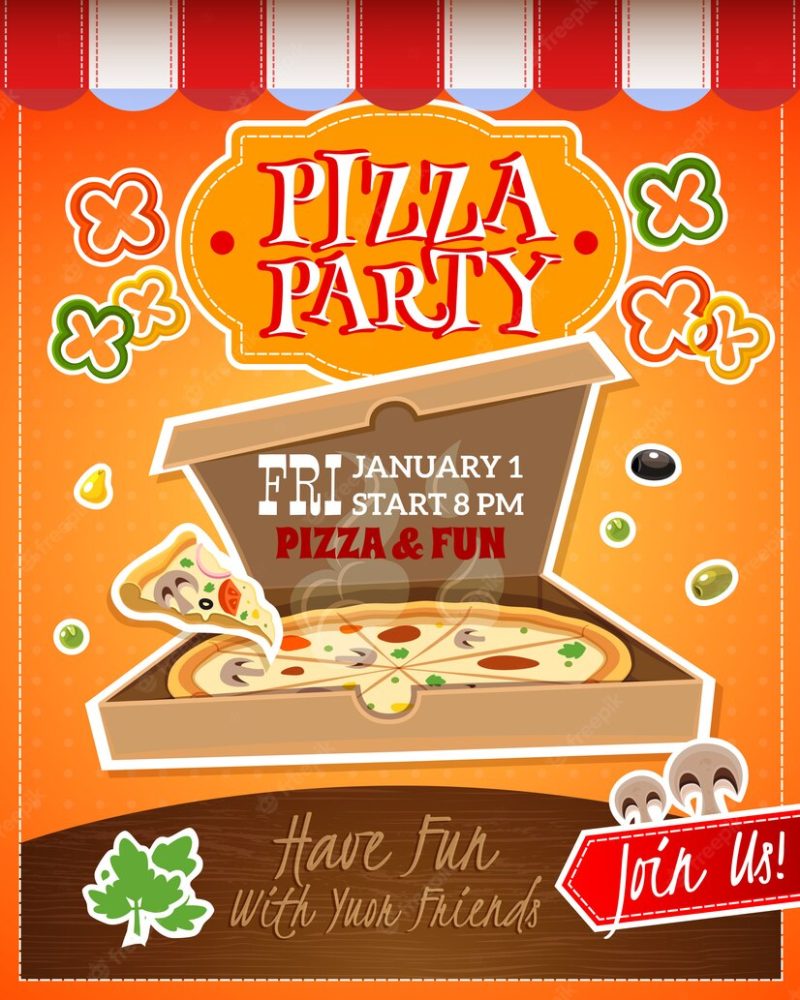 Pizza party poster Free Vector