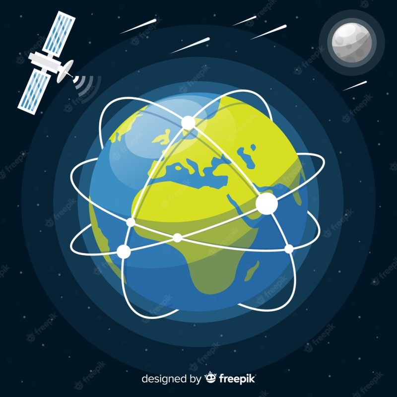 Planet earth design with space ship Free Vector