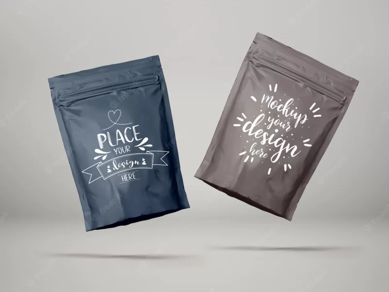 Mockup Plastic bag foil pouch bag packaging Free PSD