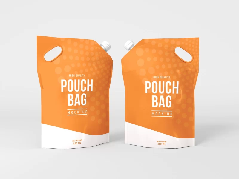 Plastic pouch bag packaging mockup Free Psd template