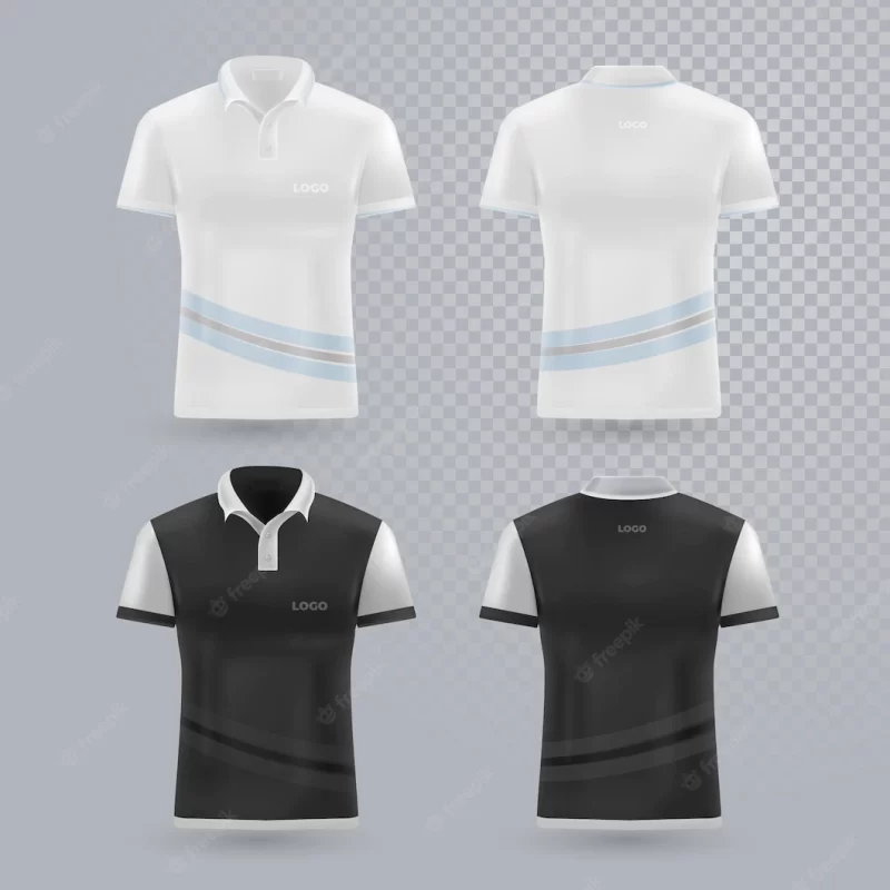 Polo shirt collection front and back Free Vector