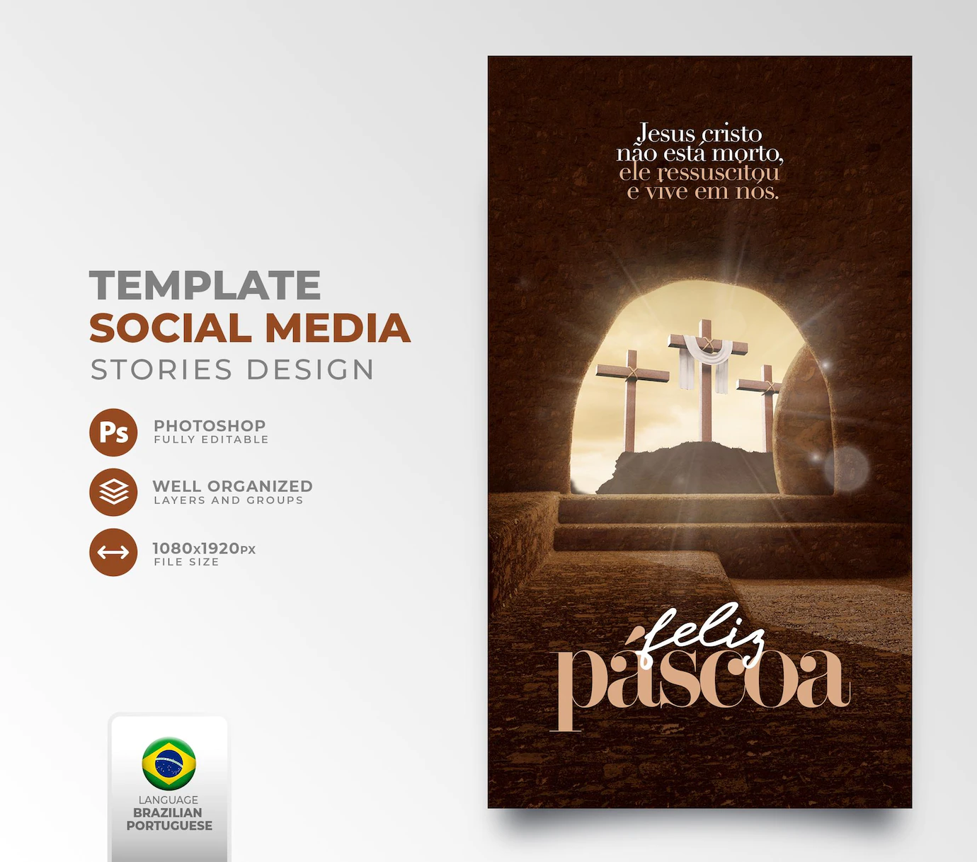 Post Social Media Happy Easter Christianity Portuguese 3d Render 363450 2494