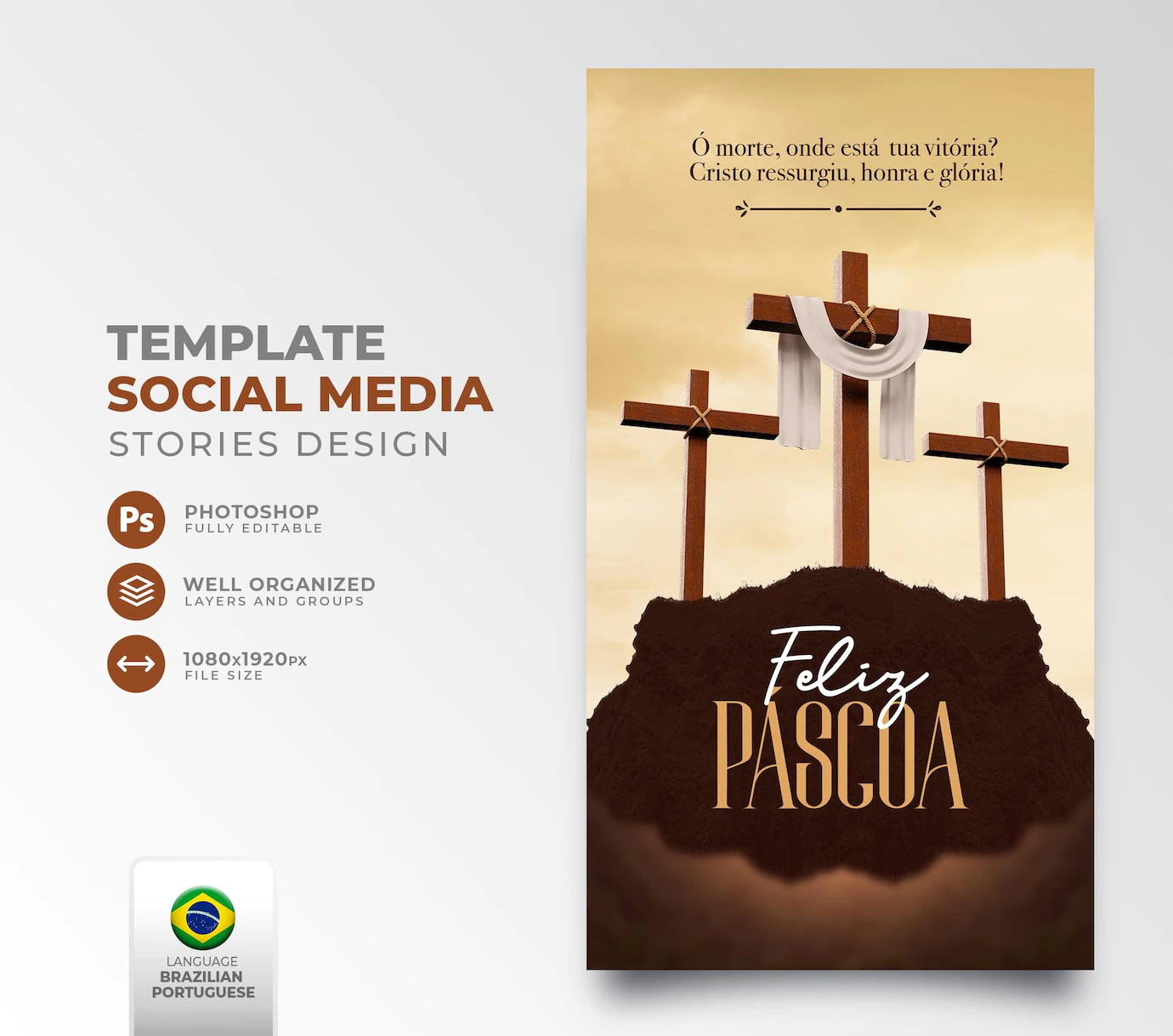 Post Social Media Happy Easter Christianity Portuguese 3d Render 363450 2498