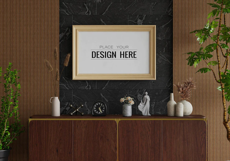 Poster frame in living room mockup Free Psd