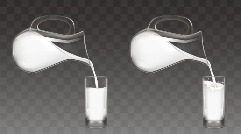 Pouring milk from jug into glass vector Free Vector