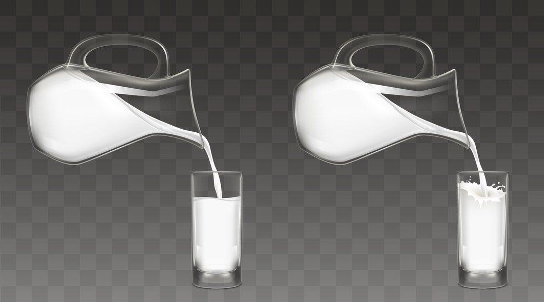 Pouring Milk From Jug Into Glass Vector 1441 3704