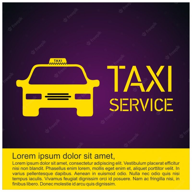 Purple and yellow taxi logo Free Vector