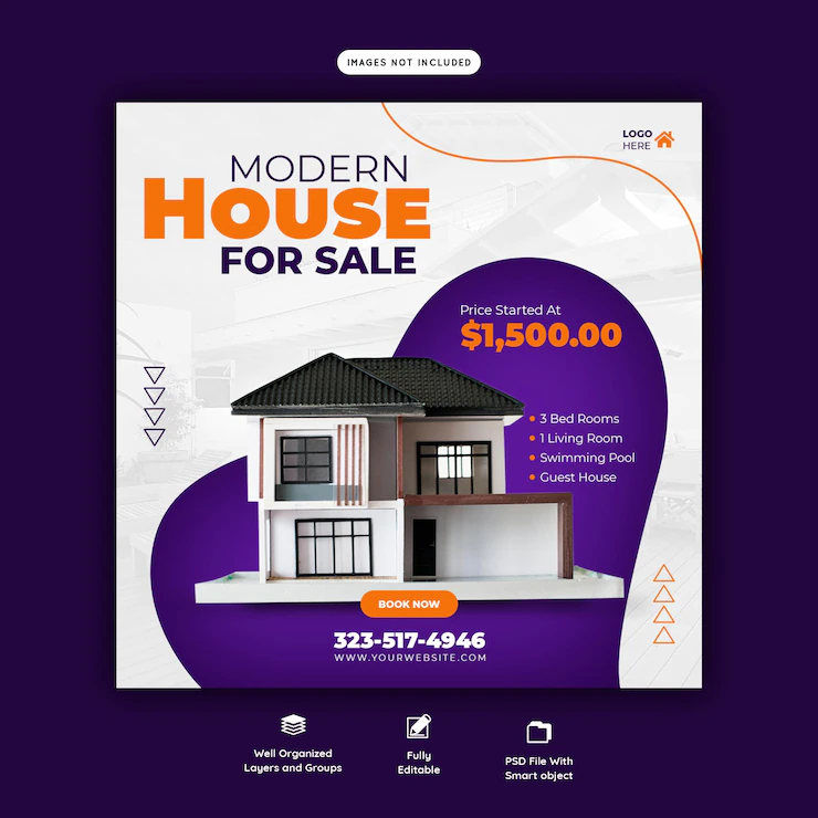 Real Estate House Property Instagram Post Social Media Banner Template 120329 1903