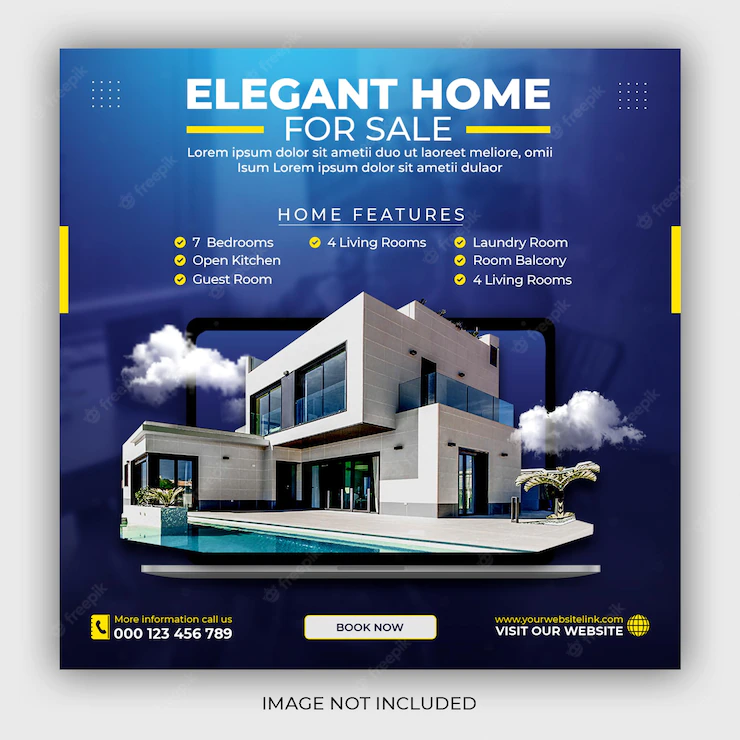 Real Estate House Property Instagram Post Square Web Banner Template 202595 428