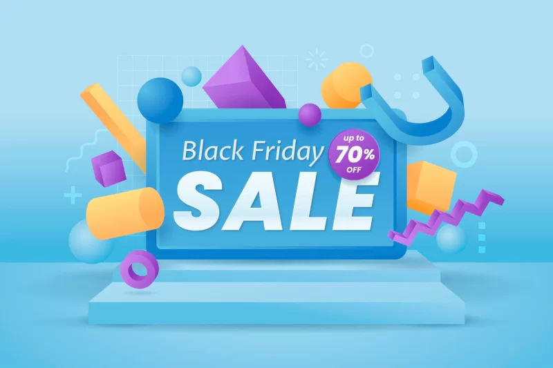 Realistic 3d black Friday background Free Vector