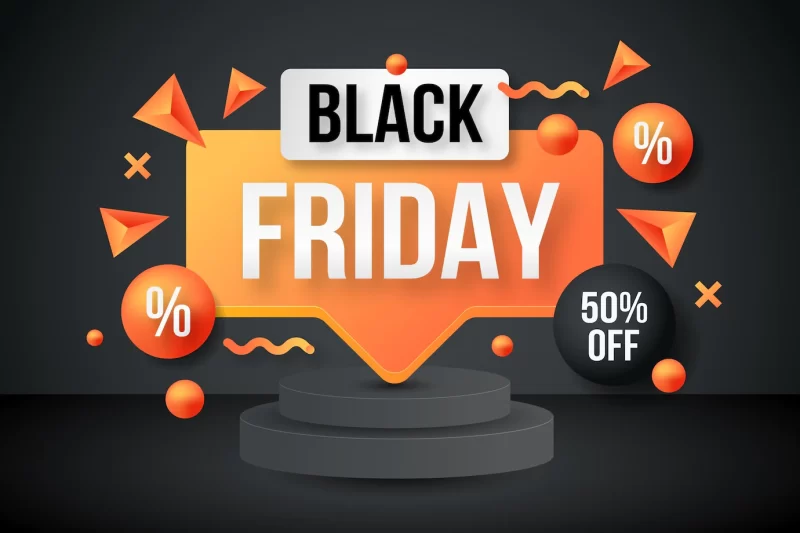 Realistic 3d black Friday background Free Vector