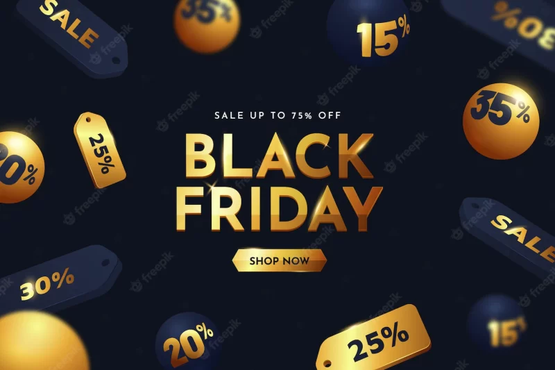 Realistic 3d black Friday background Free Vector