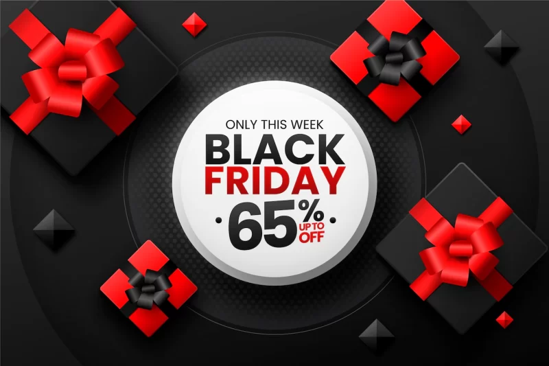 Realistic 3d black Friday background Free Vector