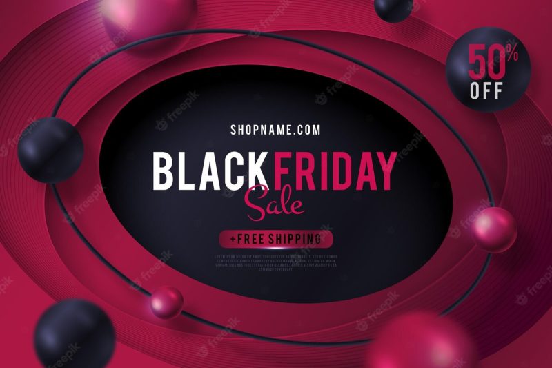 Realistic 3d black Friday background Free Vector