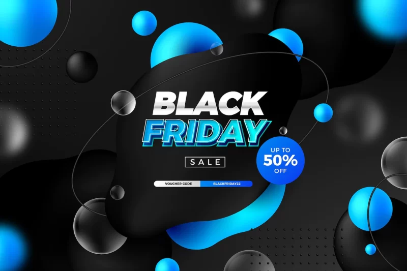 Realistic 3d black Friday background Free Vector