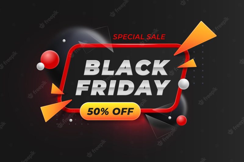 Realistic 3d black friday background Free Vector