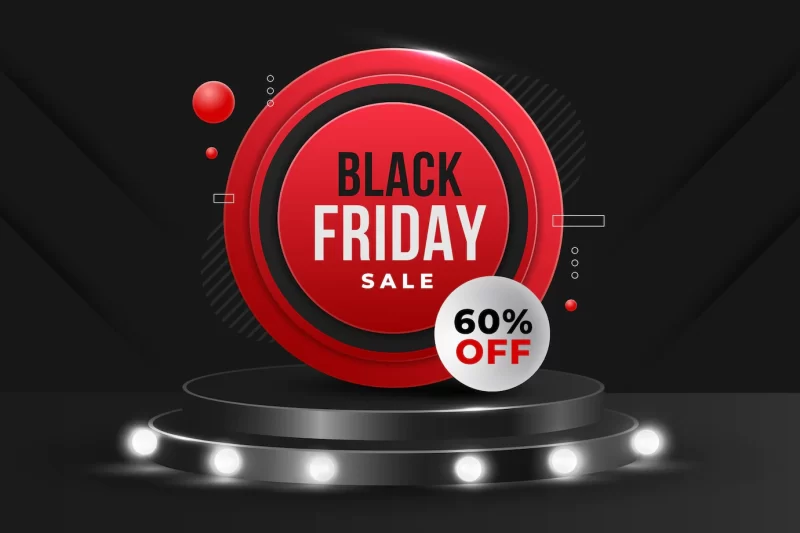 Realistic 3d black friday background Free Vector