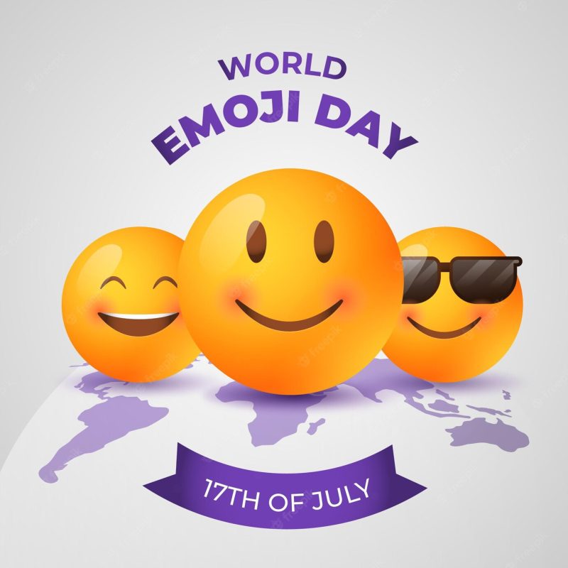 Realistic 3d world emoji day illustration Free Vector