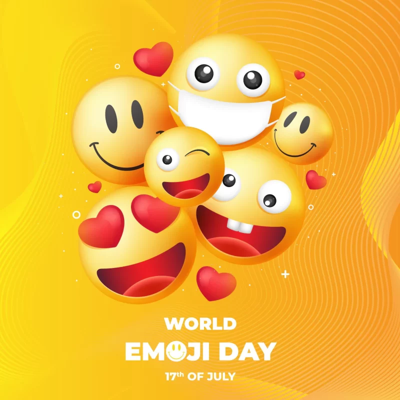 Realistic 3d world emoji day illustration Free Vector