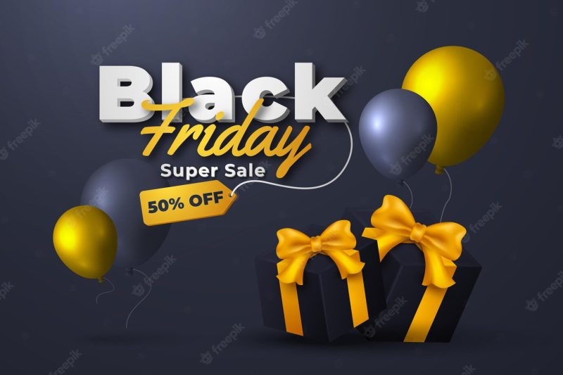 Realistic black friday background Free Vector