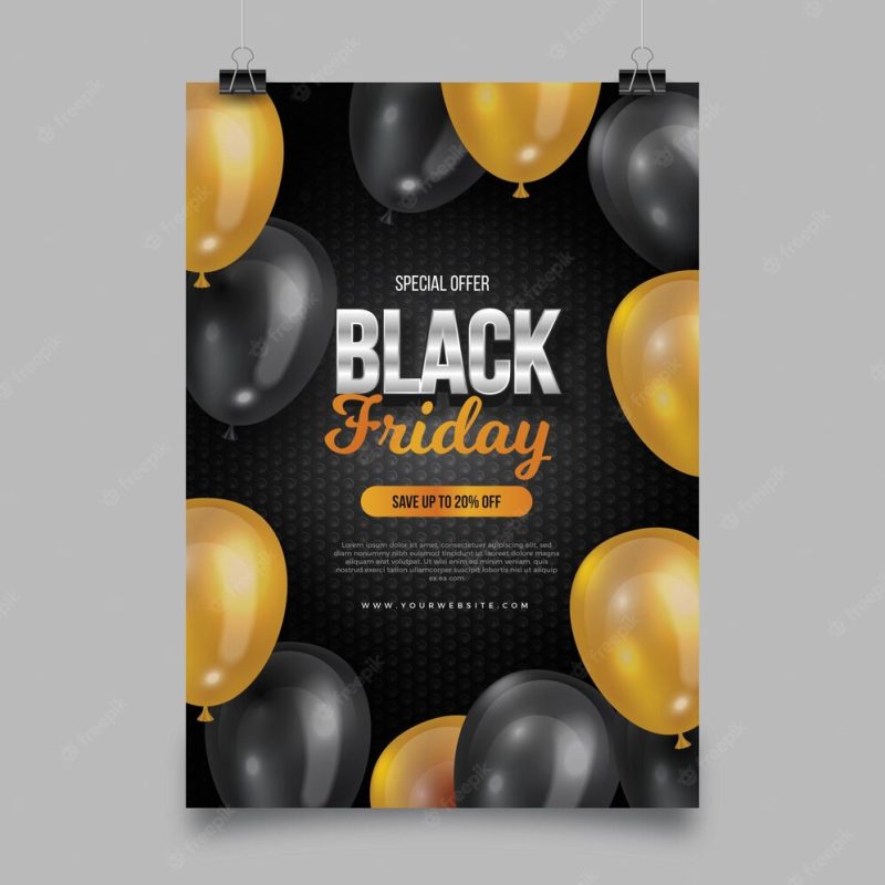 Realistic black Friday flyer template Free Vector