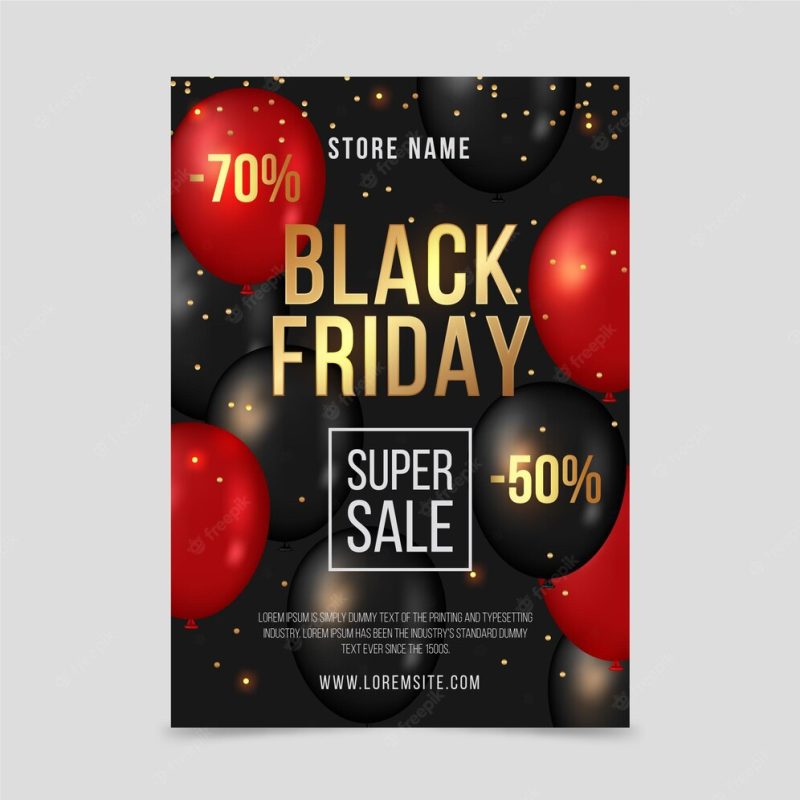 Realistic black Friday flyer template Free Vector