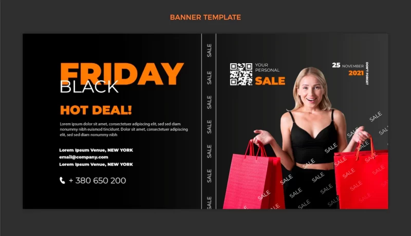 Realistic black Friday horizontal sale banner Free Vector