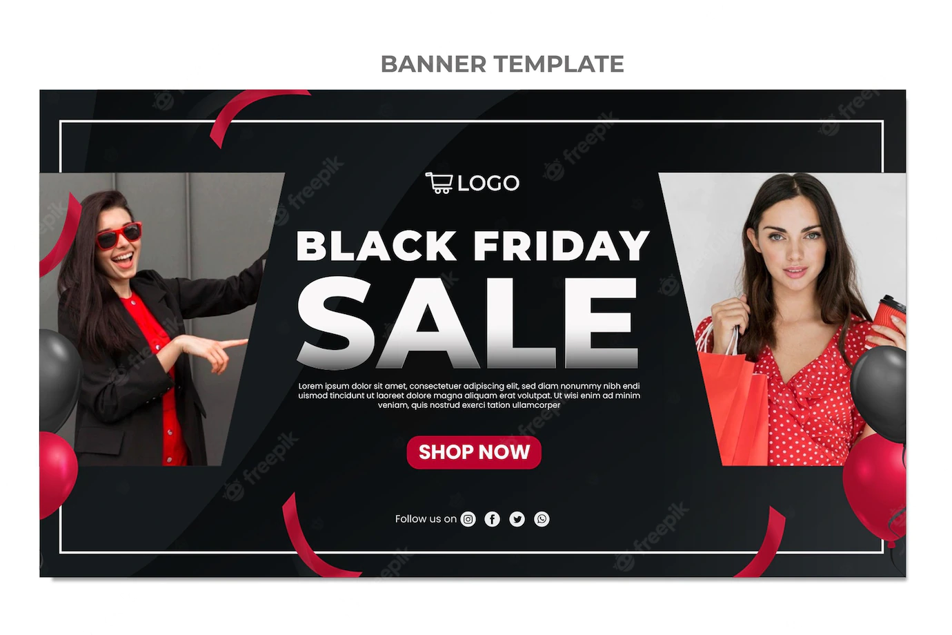 Realistic Black Friday Horizontal Sale Banner 23 2149126253