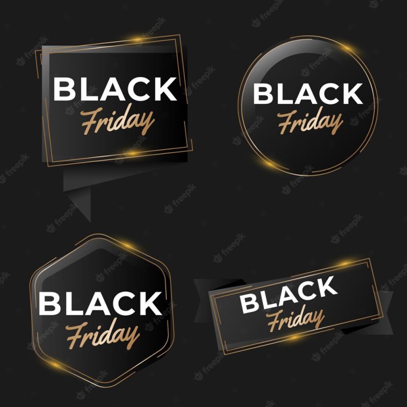 Realistic black Friday labels collection Free Vector