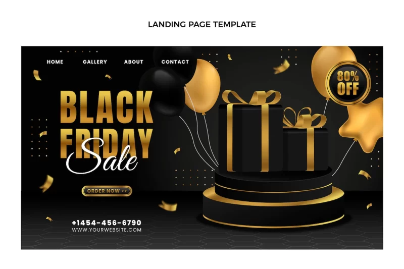 Realistic black Friday landing page Free Vector