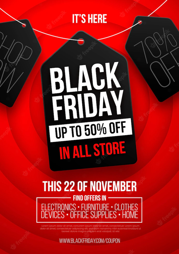 Realistic Black Friday Vertical Poster Template 52683 72183