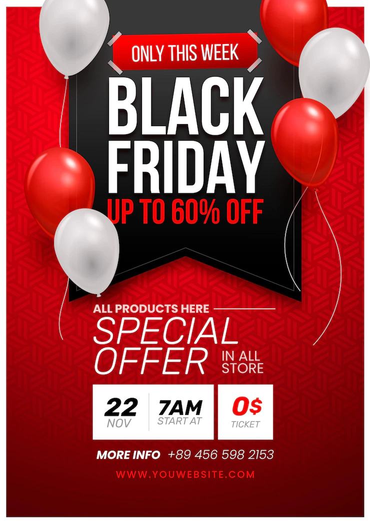 Realistic Black Friday Vertical Poster Template 52683 74663