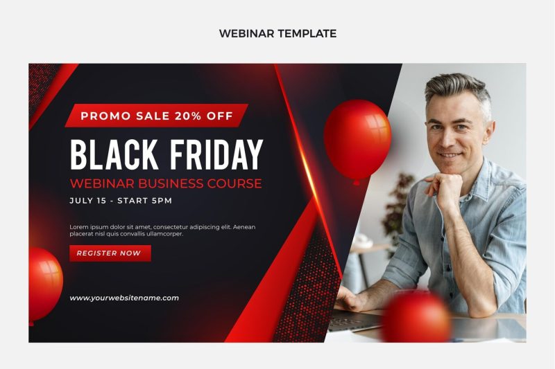 Realistic black Friday webinar template Free Vector