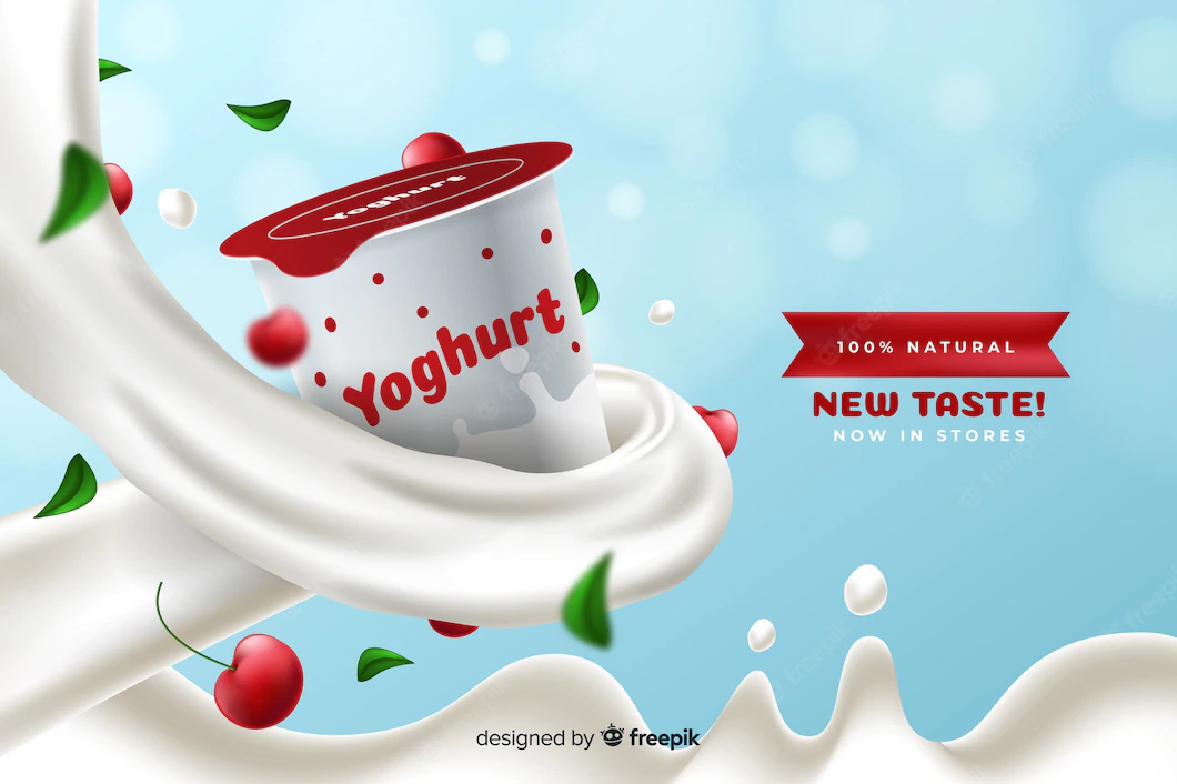 Realistic Cherry Yogurt Advertisement 52683 8154