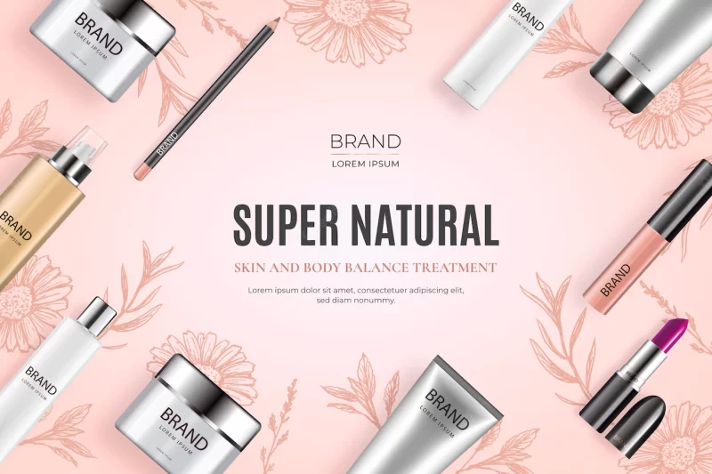 Realistic cosmetic background with beauty products Free Vector