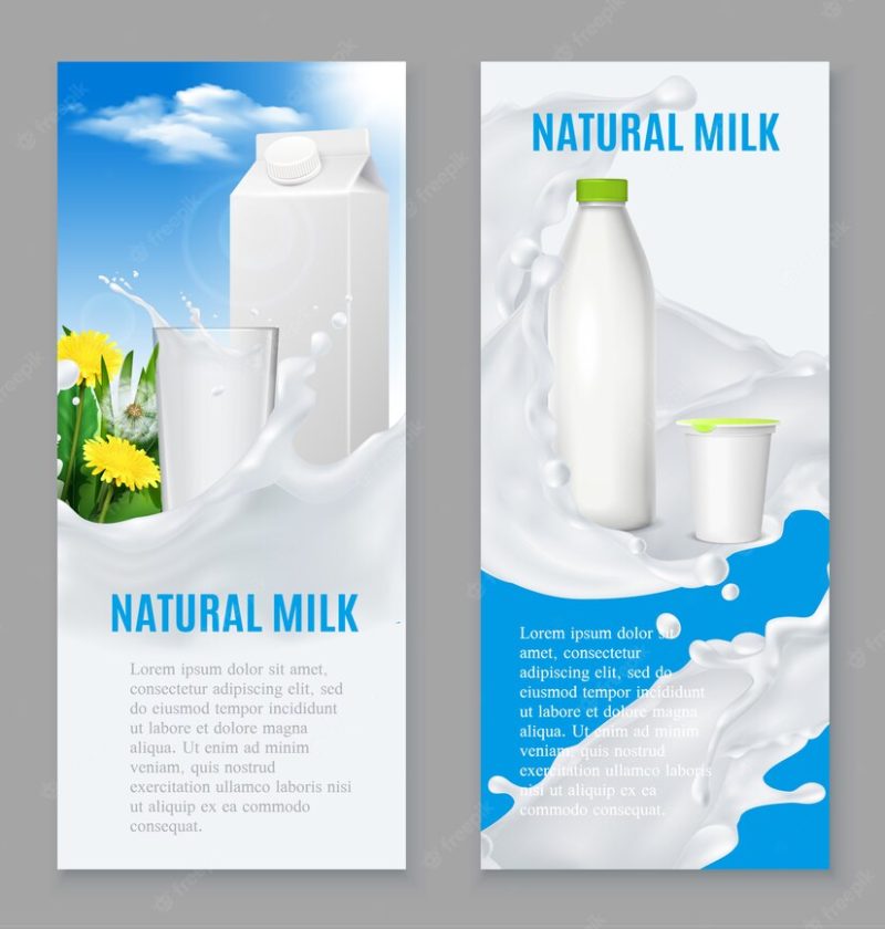 Realistic dairy products banners Free Vector