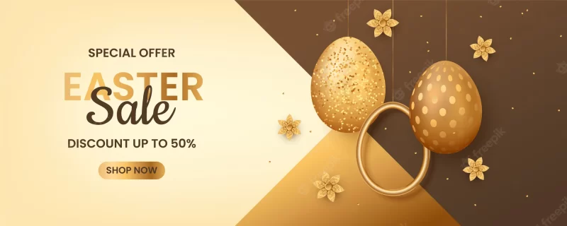 Realistic Easter sale horizontal banner template Free Vector