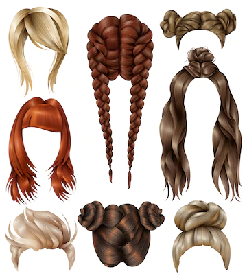 Realistic female hairstyles set Free Vector