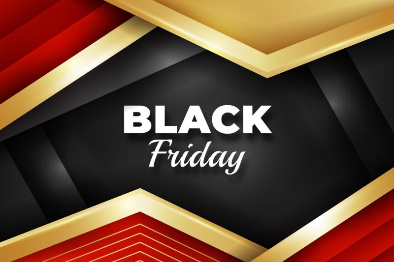 Realistic geometric black friday background Free Vector