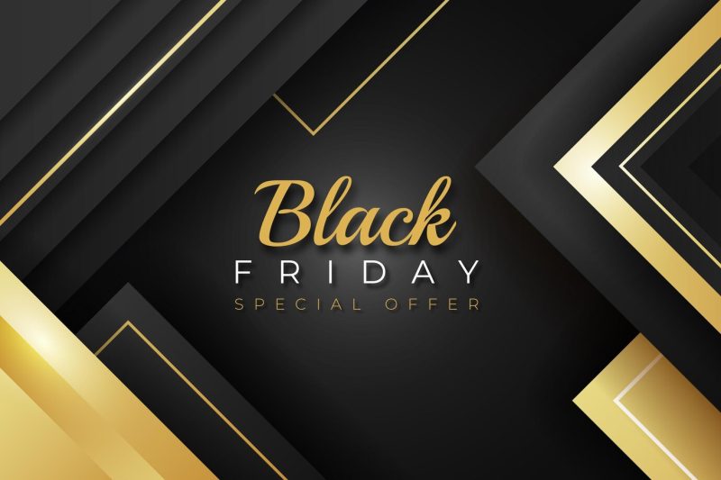 Realistic geometric black Friday background Free Vector