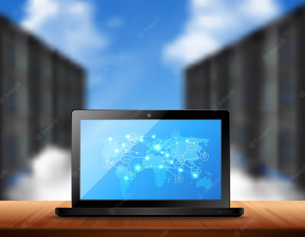 Realistic Laptop With World Map 1284 32736
