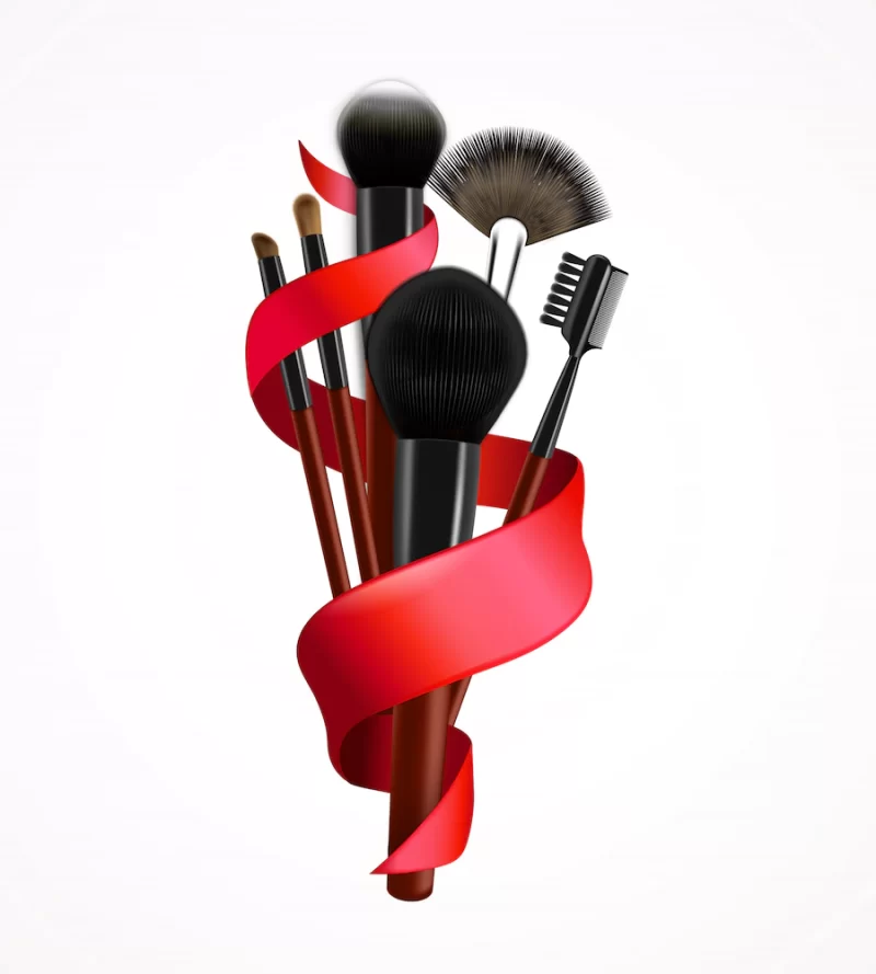 Realistic make up brushes composition Free Vector