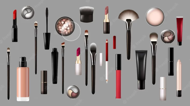 Realistic makeup products collection Free Vector