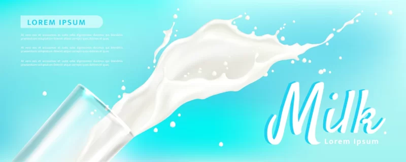 Realistic milk splash template Free Vector