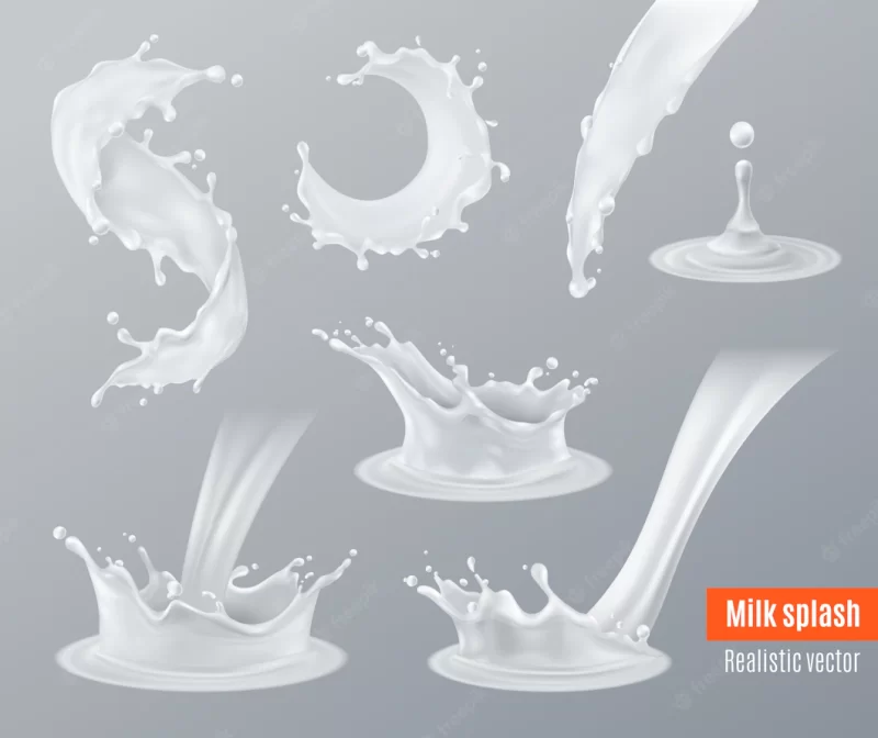 Realistic milk splashes set Free Vector