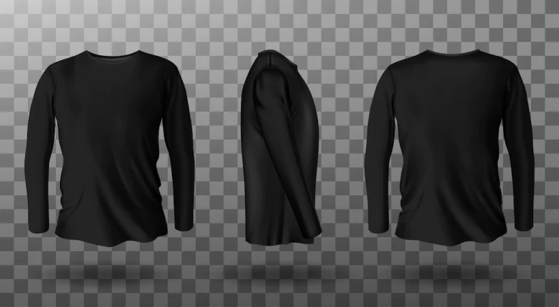 Realistic mockup of black long sleeve t-shirt Free Vector