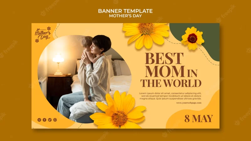 Realistic mother’s day flyer design template Free Psd