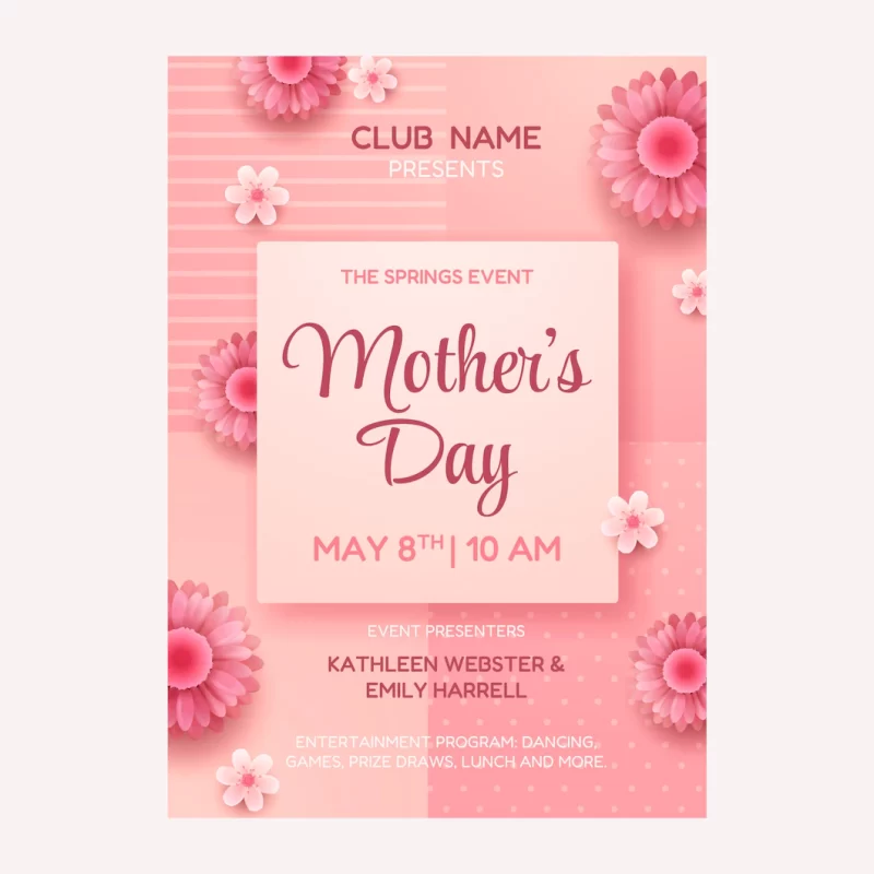 Realistic mothers day vertical poster template Free Vector