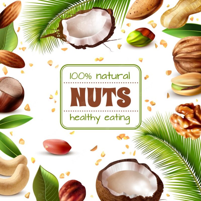 Realistic nuts frame Free Vector